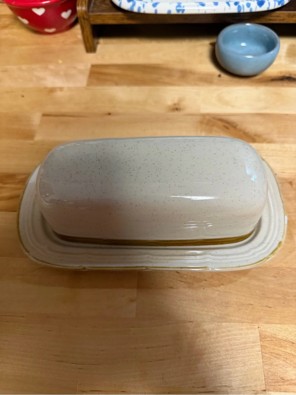 Crown Manor Handpainted Stoneware Butter Dish Japan
